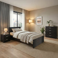 Set Dormitor Athos cu Pat 90x190 cm, Wenge, Set 3 Piese