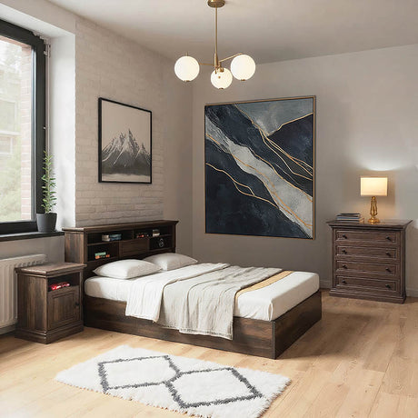 Set dormitor cu 3 piese Mozart, Lemn, Nuc, 160x200 cm