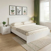 Set dormitor cu pat Athos, lemn/alb, pat 160x200 cm, set 3 piese