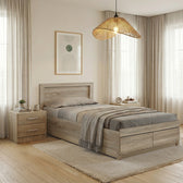 Set dormitor cu pat Olympus Sonoma, lemn, 120x200 cm, set 3 piese