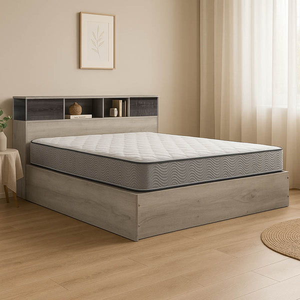 Set dormitor studențesc Slumber, Lemn, Pat 140x200 cm, Noptieră, 45x35 cm