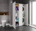 Set Dulap Baie pentru Masina de spalat, uscator si masa de calcat, Miranda , Alb, 71x194x69 - 54 x 194 x 52 cm