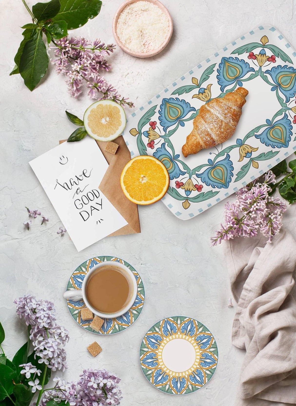 Set farfurii ceramice, Multicolor, 13 cm