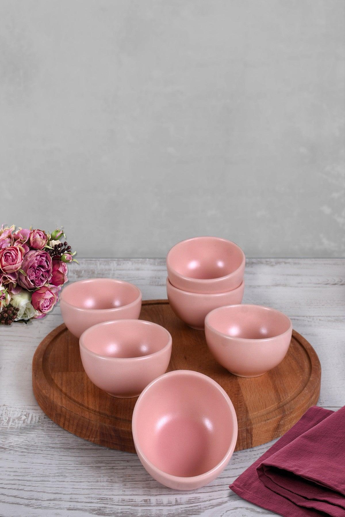 Set farfurii cu sos Bulut Mat, 6 Piese, Roz, 8x4.3x8 cm – Adorehome