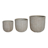 Jardiniere Set Ghivece Ceramice Kallena, Gri-Bej, Diverse - Set de 3 Bucăți