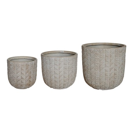 Set Ghivece Ceramice Kallena, Gri-Bej, Diverse - Set de 3 Bucăți, 45x45x44 cm