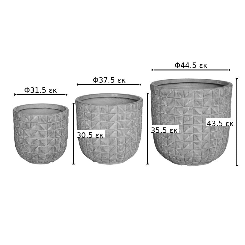 Set Ghivece Ceramice Kallena, Gri-Bej, Diverse - Set de 3 Bucăți, 45x45x44 cm