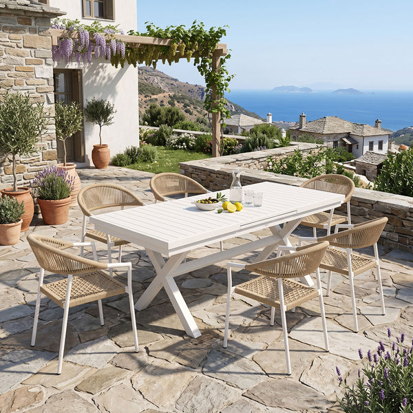 Set gradina Dagyn Ammos, Aluminiu, Alb, 240x90x76 cm