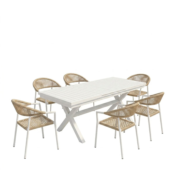 Set gradina Dagyn Ammos, Aluminiu, Alb, 240x90x76 cm