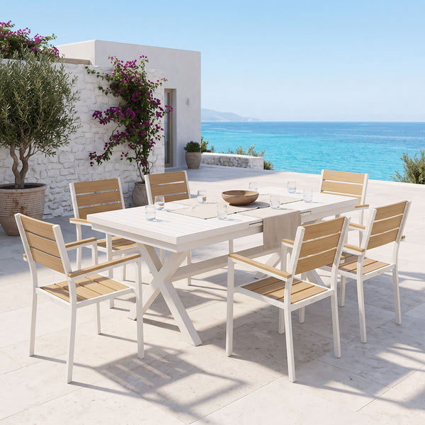 Set gradina Dagyn Breze, Placaj, Alb, 240x90x76 cm