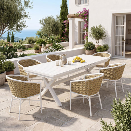 Set gradina Dagyn Noevo, Metal, Alb, 240x90x76 cm
