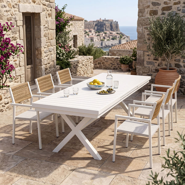 Set gradina Dagyn Savor, Aluminiu, Alb, 240x90x76 cm