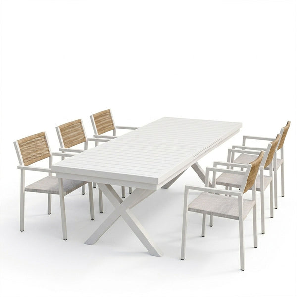 Set gradina Dagyn Savor, Aluminiu, Alb, 240x90x76 cm