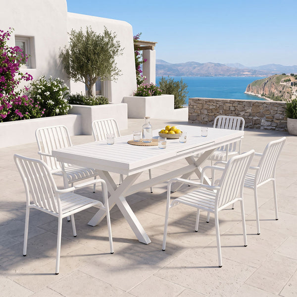 Set gradina Dagyn Vista, Aluminiu, Alb, 240x90x76 cm
