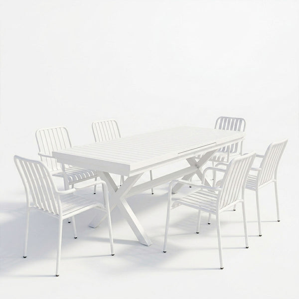 Set gradina Dagyn Vista, Aluminiu, Alb, 240x90x76 cm
