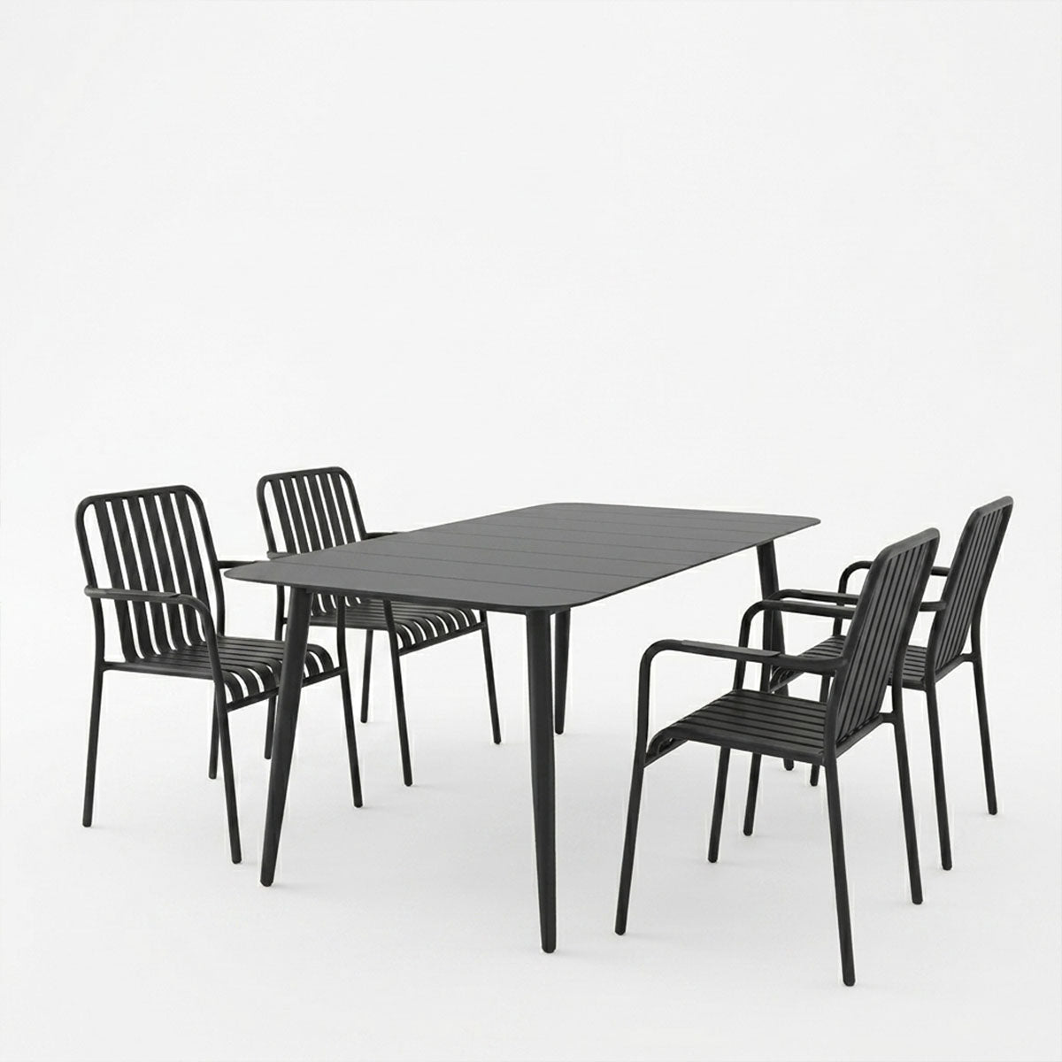 Set dining exterior Heven Vista, 5 piese, 150x80x72 cm - Negru