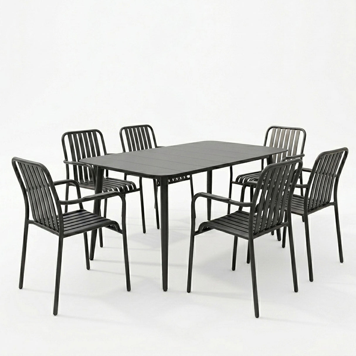 Set dining exterior Heven Vista, 7 piese, 120x70x72 cm - Negru
