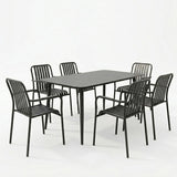 Set dining exterior Heven Vista, 7 piese, 120x70x72 cm - Negru