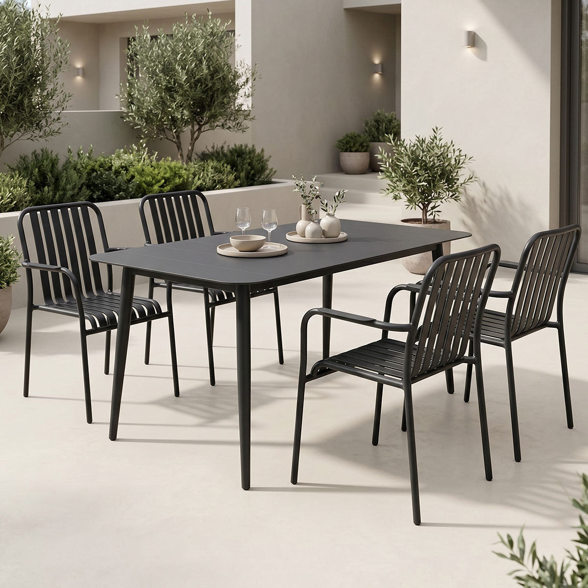 Set dining exterior Heven Vista, 5 piese, 120x70x72 cm - Negru
