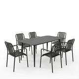 Set dining exterior Heven Vista, 7 piese, 150x80x72 cm - Negru