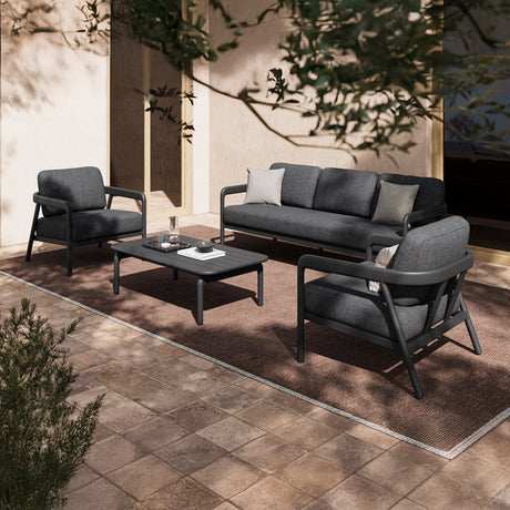 Set gradina Marlena outdoor lounge, Gri inchis - Gri, 212x82x64 cm