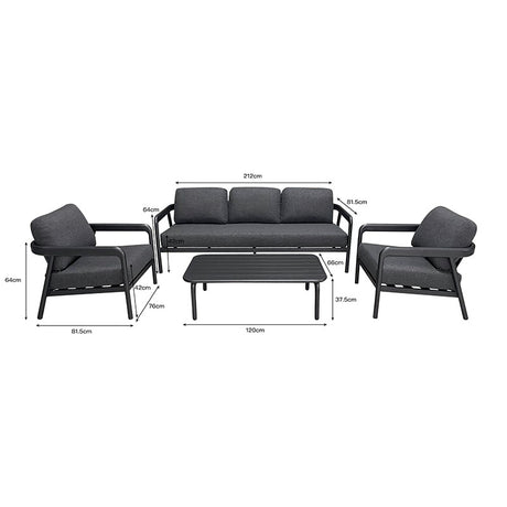 Set gradina Marlena outdoor lounge, Gri inchis - Gri, 212x82x64 cm