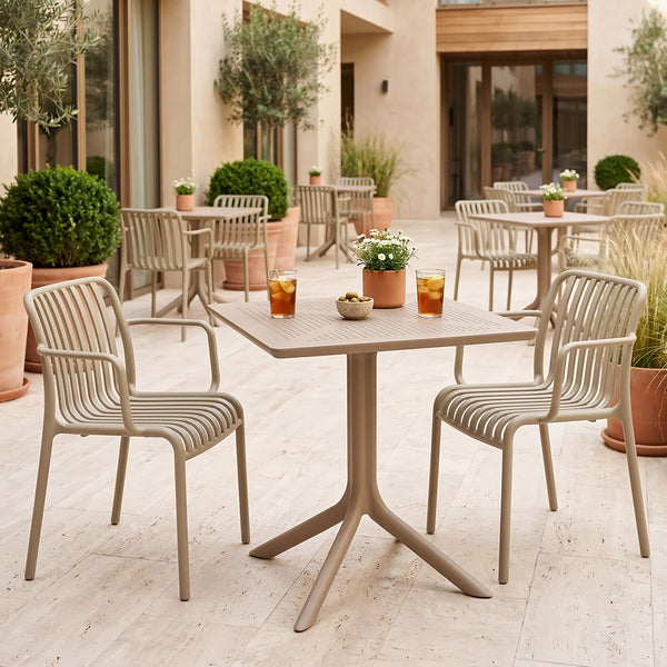 Set gradina Zoi-Groovy, 3 piese, cu fotolii, Cappuccino, 80x80x74 cm