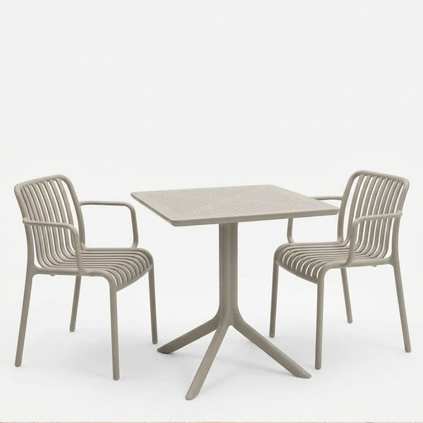 Set gradina Zoi-Groovy, 3 piese, cu fotolii, Cappuccino, 80x80x74 cm