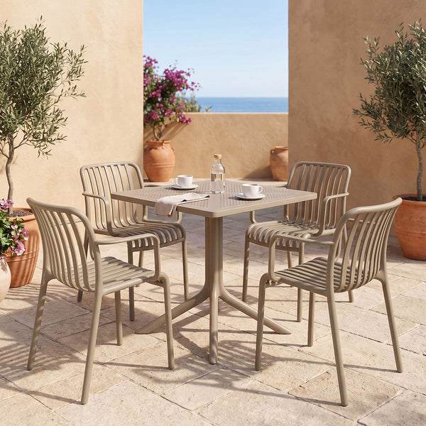Set gradina Zoi-Groovy, 5 piese, cu fotolii, Cappuccino, 80x80x74 cm