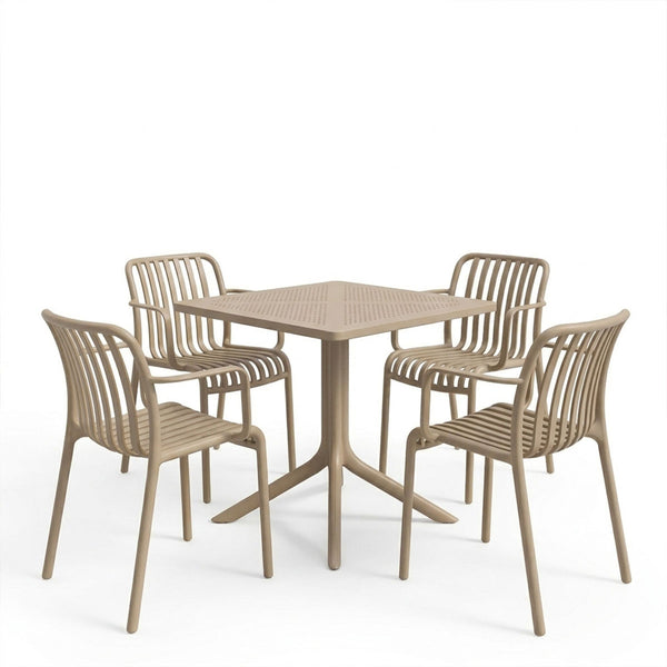Set gradina Zoi-Groovy, 5 piese, cu fotolii, Cappuccino, 80x80x74 cm