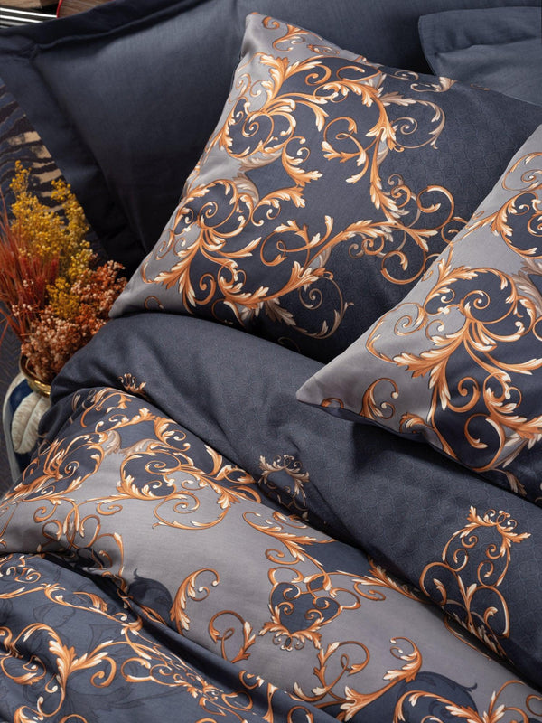 Set Lenjerie de pat double din satin, Albastru, 200x220 cm