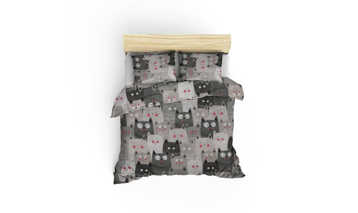Set Lenjerie de pat double, Gri, 200x220 cm