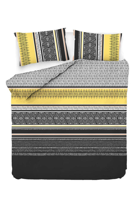 Set Lenjerie de pat double, Ranforce, Galben, 200x220 cm