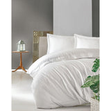 Set Lenjerie pat double White, Bumbac Satinat, 200x220 cm