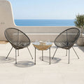 Set lounge exterior Acapulco, 3 piese, Negru-Natural, metal si ratan PE