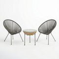 Set lounge exterior Acapulco, 3 piese, Negru-Natural, metal si ratan PE, 50x50x52 cm, imagine suplimentara