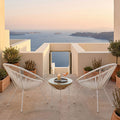 Set lounge exterior Acapulco, 3 piese, Alb-Natural, metal si ratan PE, imagine principală, metal, ratan, sticlă, pentru grădină sau terasă