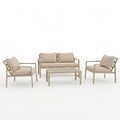 Set lounge grădină cu funcție modulară Gardenly, Aluminiu, 4 piese, Cappuccino cu perne, beige, 141x69x72 cm, imagine suplimentara