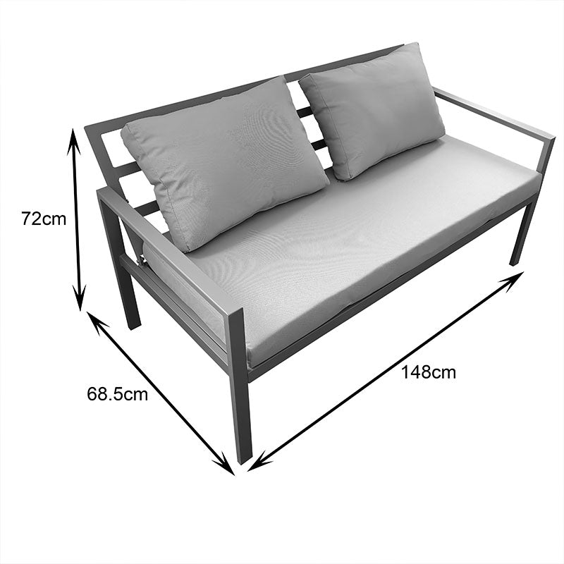 Set lounge grădină cu funcție modulară Gardenly, Aluminiu, 4 piese, Cappuccino cu perne, beige, 141x69x72 cm