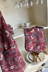 Set Manusi Cuptor (2 Pieces) Burgundy Flower, Rosu bordo, 18x2x86 cm