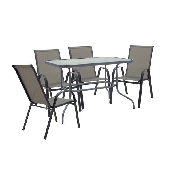 Set Masa + 4 scaune Valor-Calan, Gri - Maro, 110x60x70 cm
