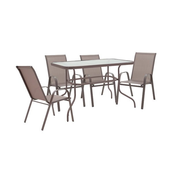 Set Masa + 4 scaune Valor-Calan, Gri - Maro, 110x60x70 cm