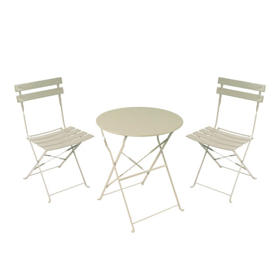 mobilier de gradina Set masa bistro pliabila 3 piese, metal, bej, 60x71 cm