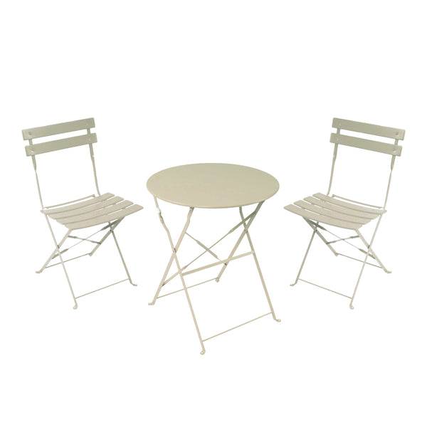 Set masa bistro pliabila 3 piese, metal, bej, 60x71 cm