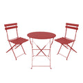 mobilier de gradina Set masa bistro pliabila pentru dining, 3 piese, metal, teracota, 60x71 cm