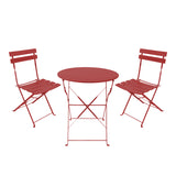 Set masa bistro pliabila pentru dining, 3 piese, metal, teracota, Multicolor, 60x71 cm