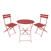 mobilier de gradina Set masa bistro pliabila pentru dining, 3 piese, metal, teracota, 60x71 cm