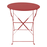 Set masa bistro pliabila pentru dining, 3 piese, metal, teracota, Multicolor, 60x71 cm
