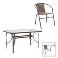 mobilier de gradina Set masă cu 4 scaune Ensure-Obbi, metal, maro, 140x80x70 cm