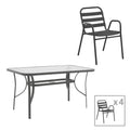 mobilier de gradina Set masă cu funcție dining Ensure-Sussie, metal și sticlă, 120x70x70 cm
